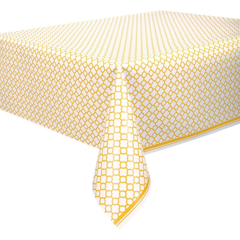 Sunflower Yellow Quatrefoil Printed Tablecover 137cm x 274cm