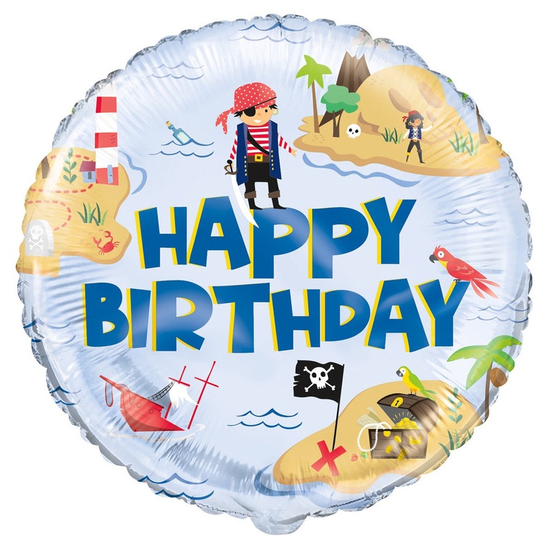 Ahoy Pirate "Happy Birthday" Foil Balloon 45cm