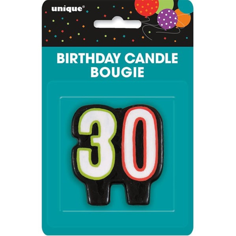 Birthday Cheer "30" Numeral Candle