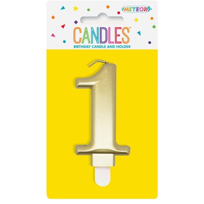Metallic Gold Numeral Candle - 1