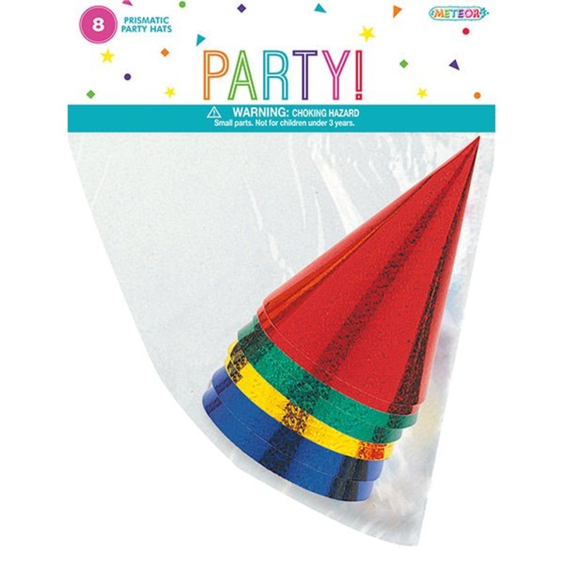 Party Hats - Prismatic Foil (Pack of 8)