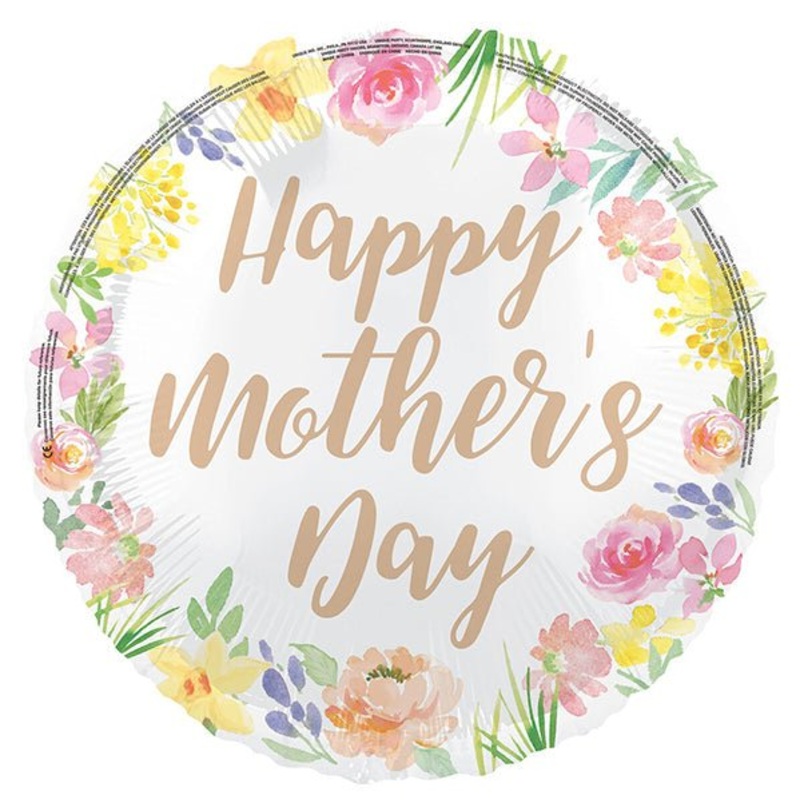 Pastel Floral "Happy Mother's Day" Foil Balloon 45cm
