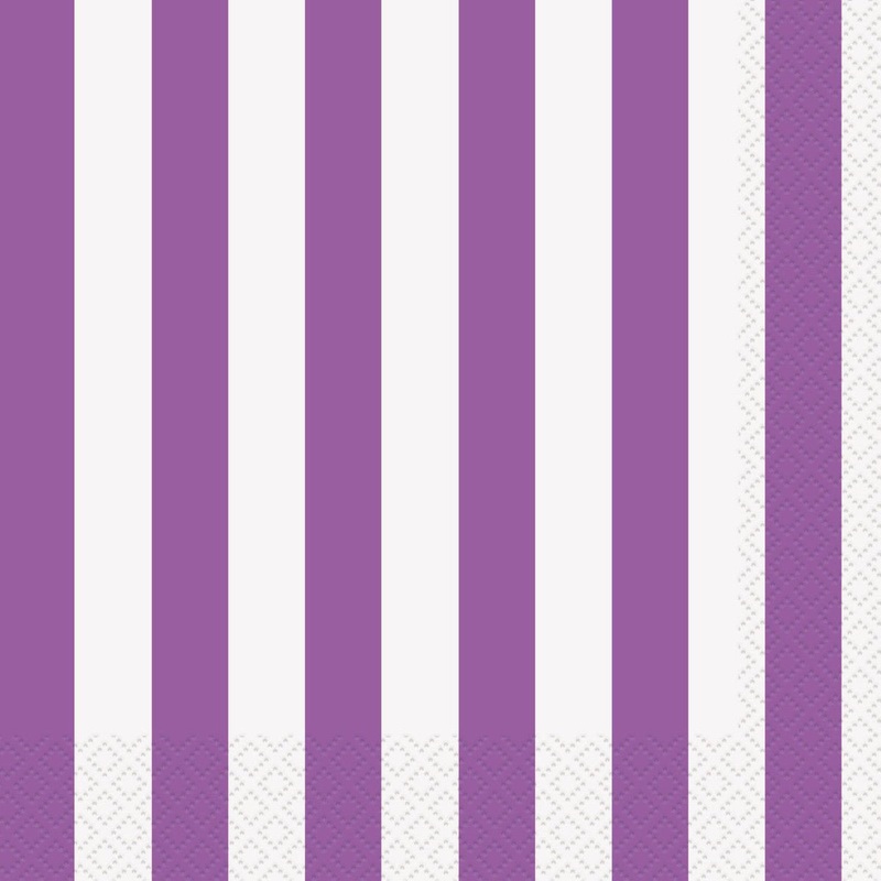 Stripes Pretty Purple Luncheon Napkins (Pack of 16)