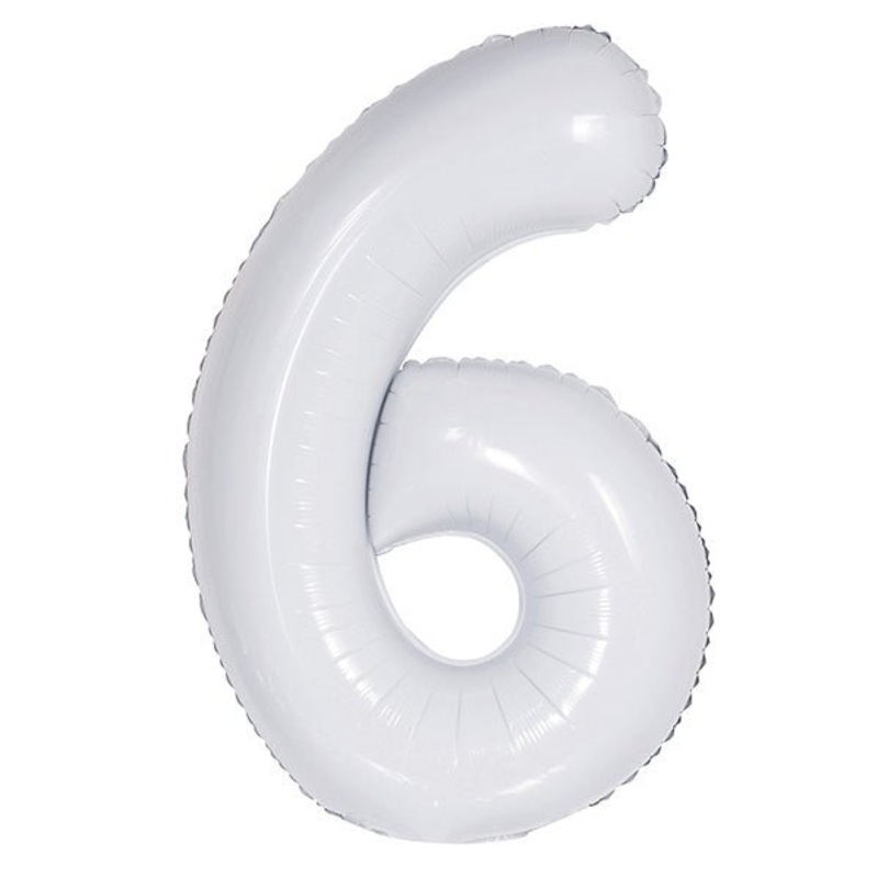 White "6" Numeral Foil Balloon (86cm)