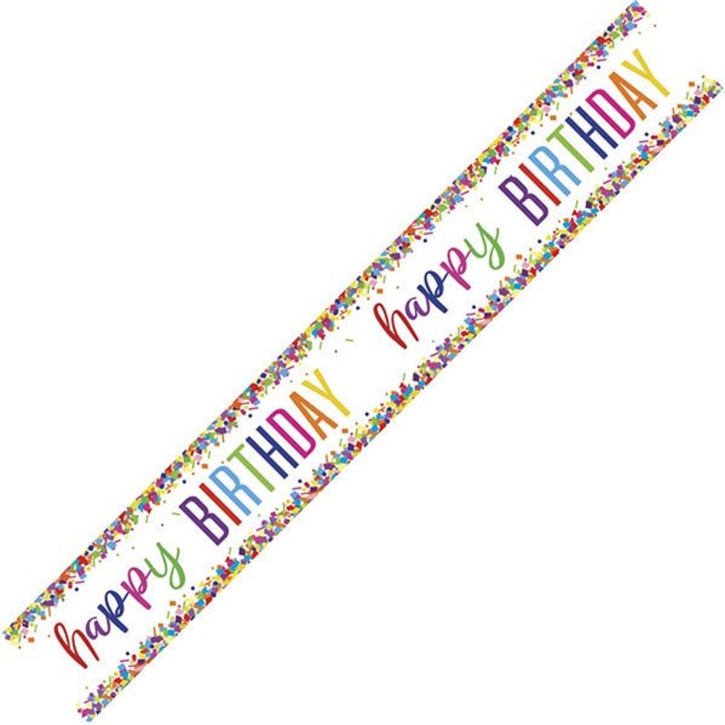 Bright Confetti "Happy Birthday" Foil Banner - 2.74m