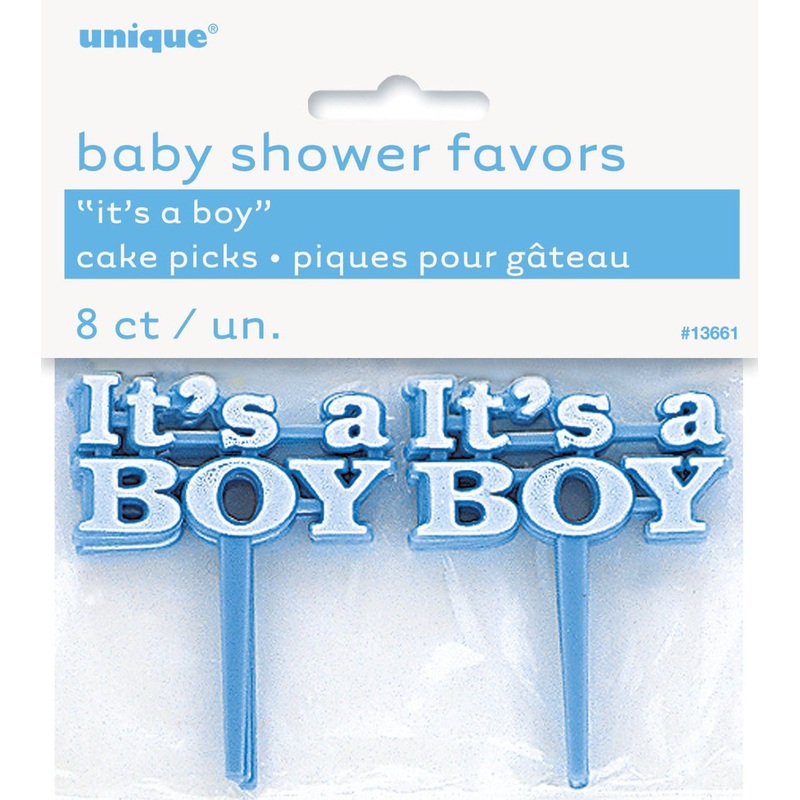 "It's A Boy" Cake Picks -Blue (Pack of 8)