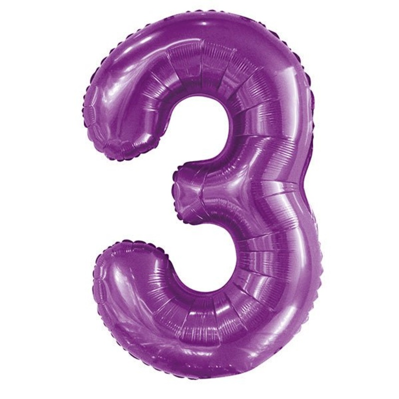 Pretty Purple "3" Numeral Foil Balloon (86cm)
