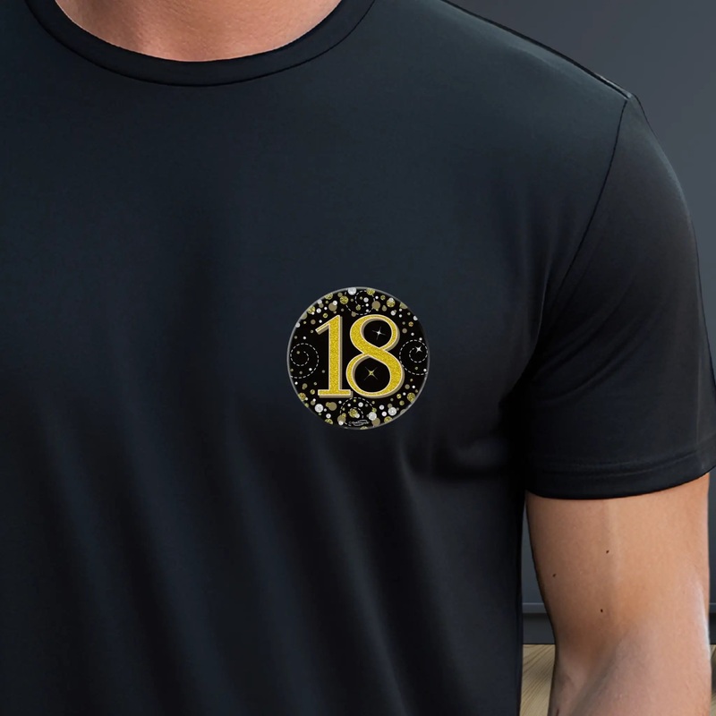 18th Birthday  Holographic Black & Gold Badge  3 Inch