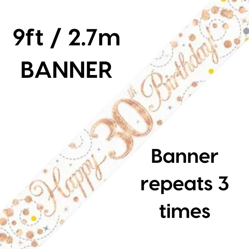 30th Birthday Banner Rose Gold | Sparkling Fizz Design