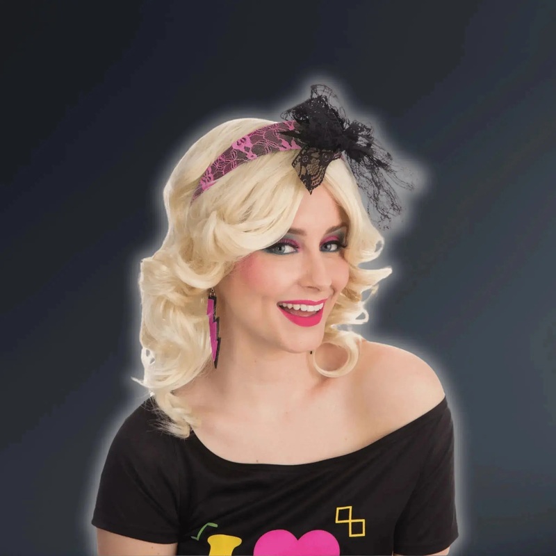 80s Neon Lace Headband  The Ultimate Retro Glam Accessory!