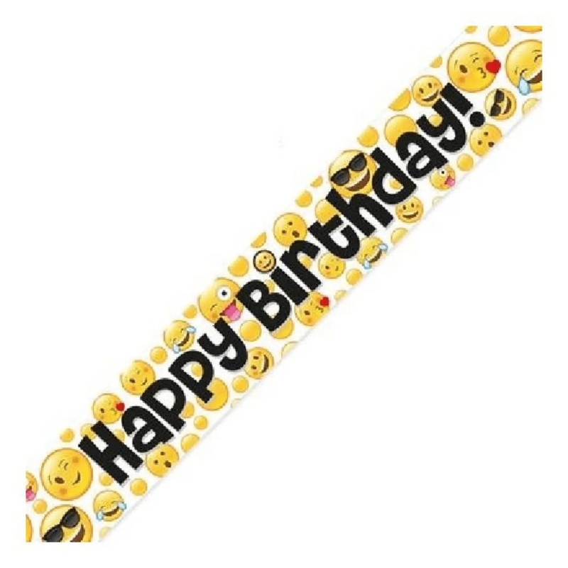 9ft Emoji Birthday Foil Banner  Fun & Colourful Party Dcor