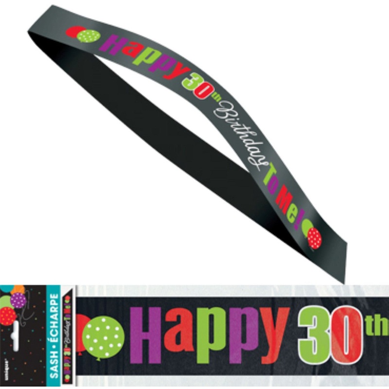 Birthday Cheer Satin Sash - "Happy 30th Birthday To Me!"