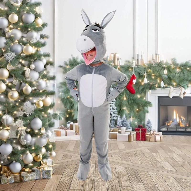 Kids Big Head Donkey Costume  Adorable Nativity Animal Outfit for School Plays