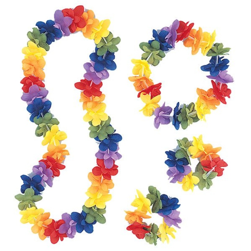 Luau 4 Piece Flower Lei Set - Multicolour