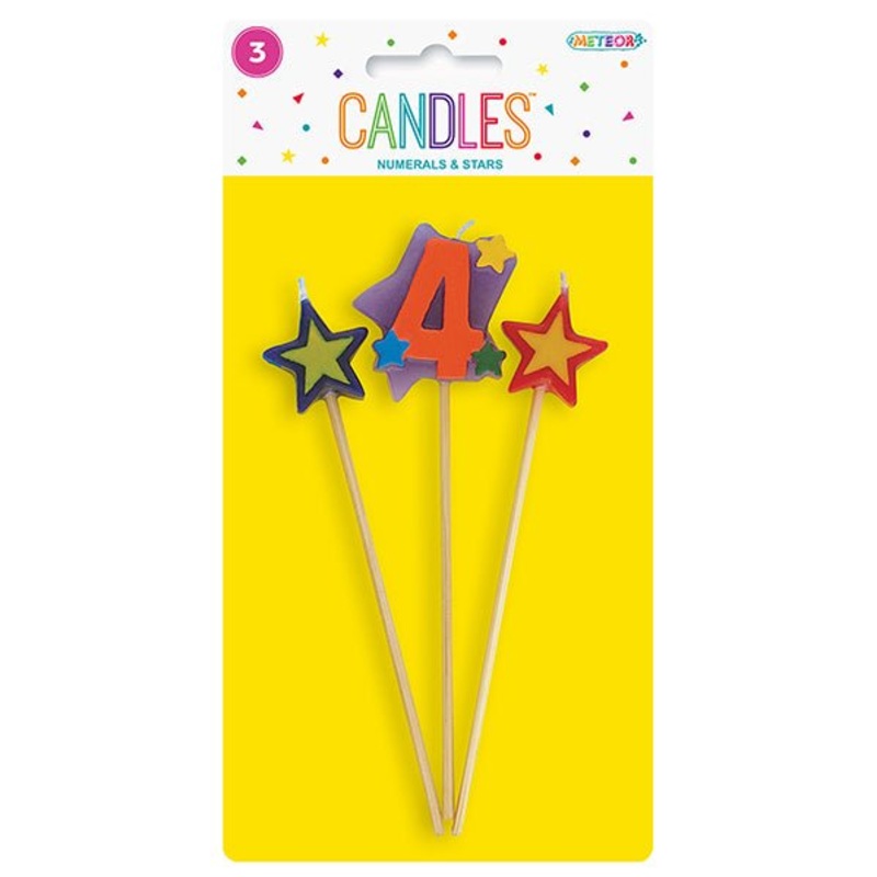 Numeral Pick Candle Set - 4 (3 piece set)