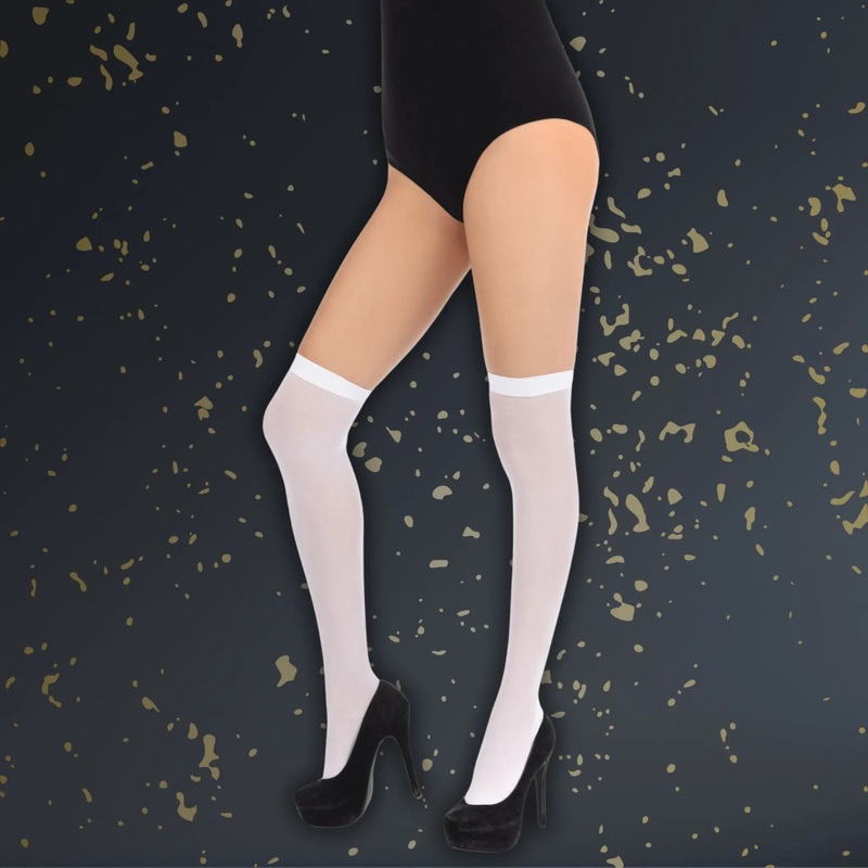 Overknee White Stockings  Fancy Dress Hosiery