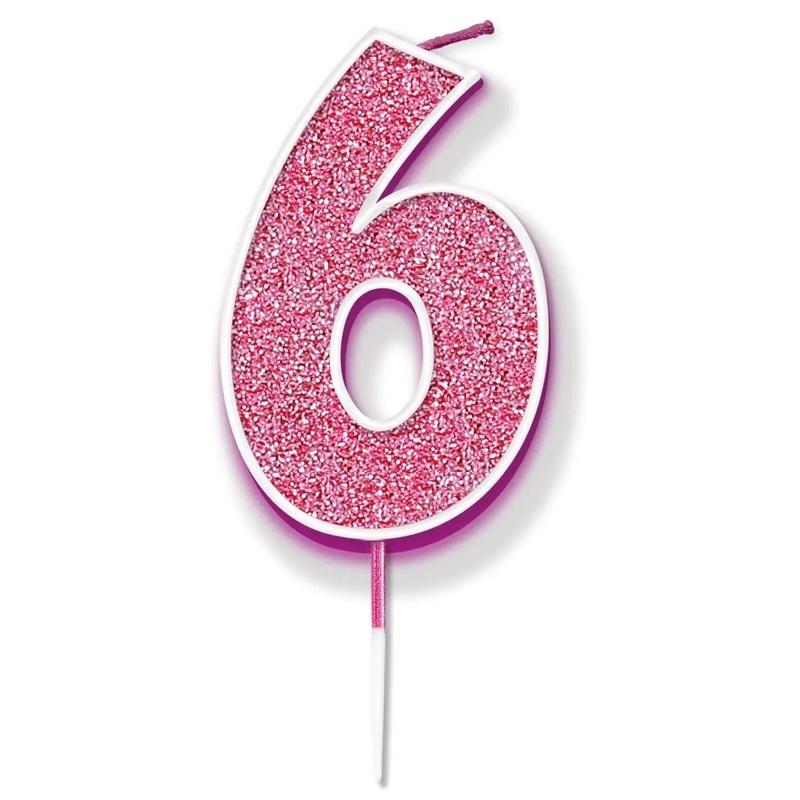 Pink No.6 Cake Candle