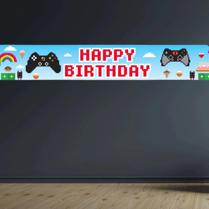 Pixel Game Birthday Holographic Banner  2.7m