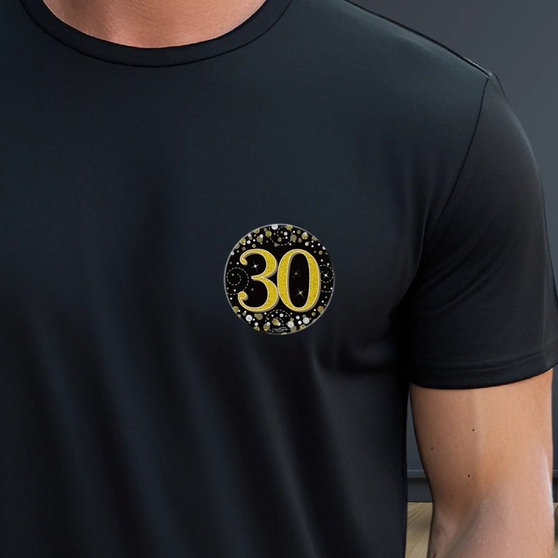 30th Birthday  Holographic Black & Gold Badge  3 Inch