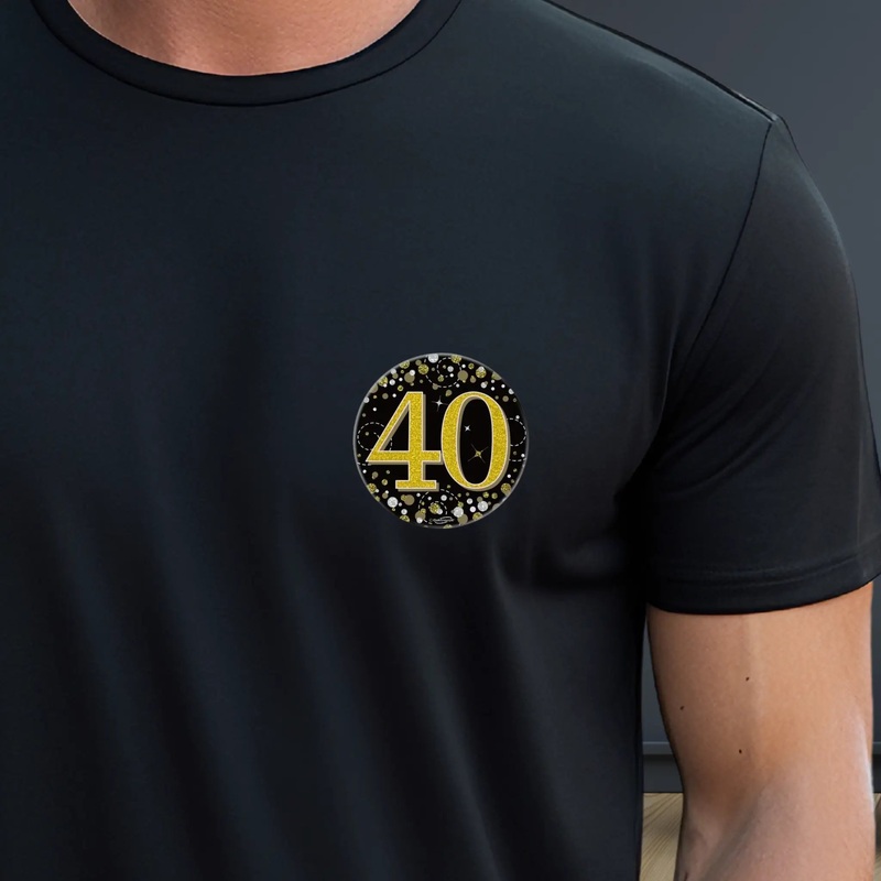 40th Birthday  Holographic Black & Gold Badge  3 Inch