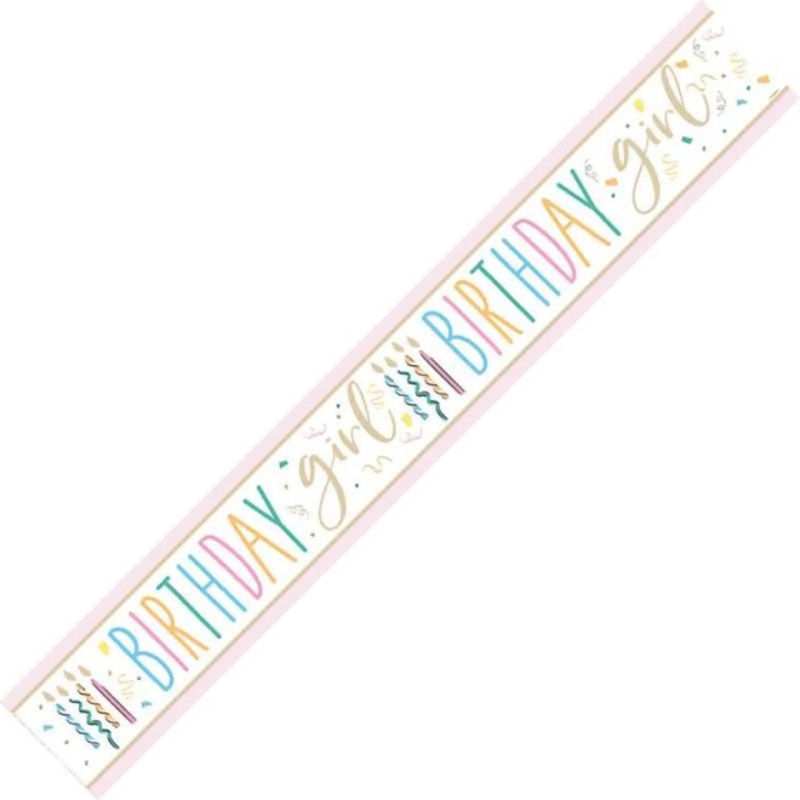 9ft Happy Birthday Girl Foil Banner  Fun & Festive Party Dcor