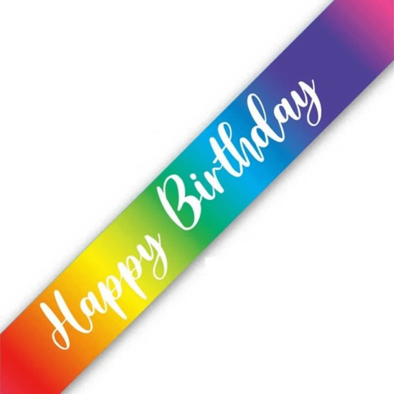 9ft Happy Birthday Rainbow Foil Banner  Colourful Party Decoration