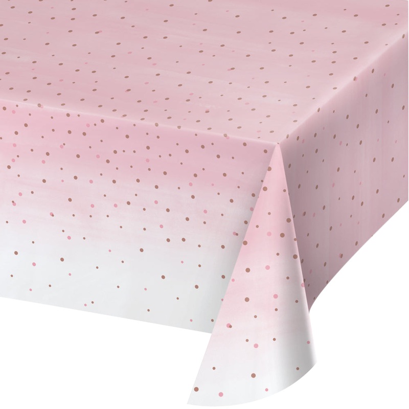 Blush and Rose Gold Plastic Table Cover