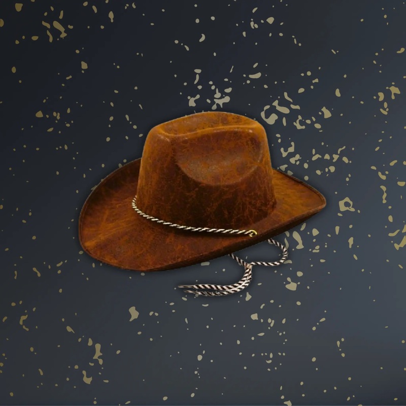 Brown Faux Leather Cowboy Hat