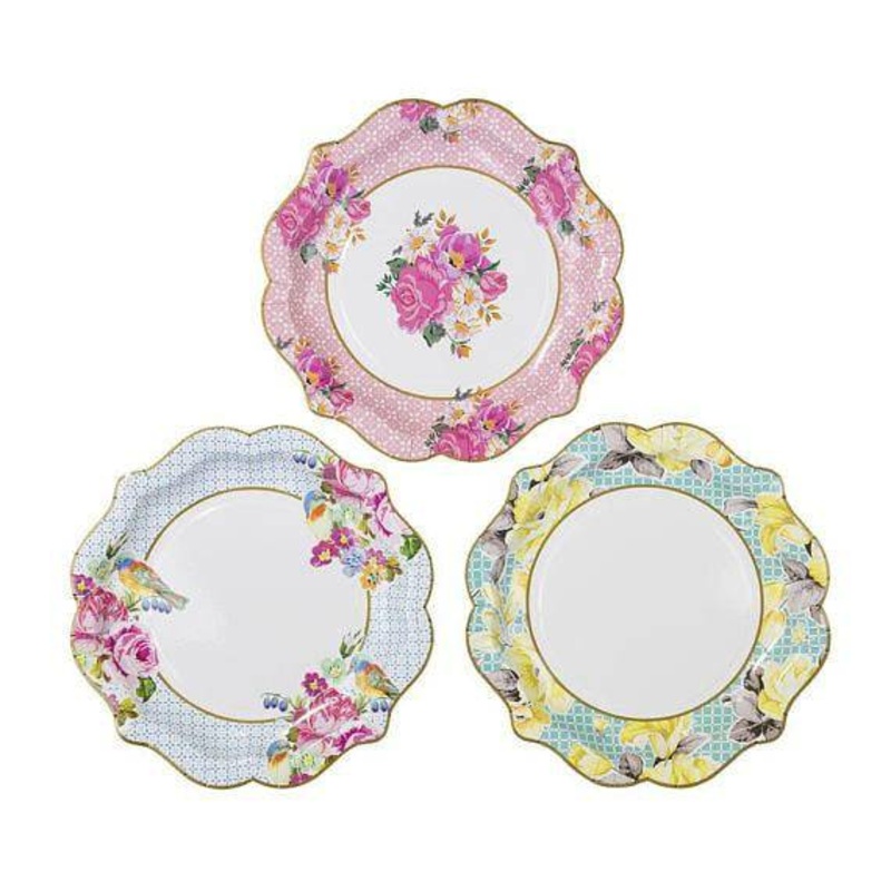 Elegant Floral Paper Plates 12ct