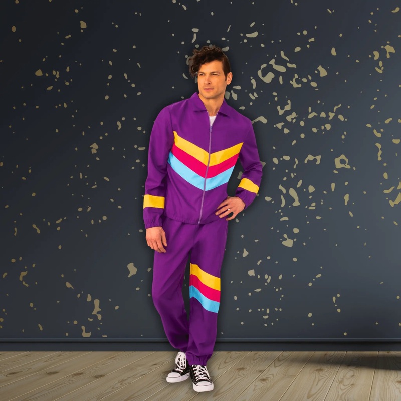 Men's Purple Shell Suit  80s/90s Fancy Dress Retro Look!