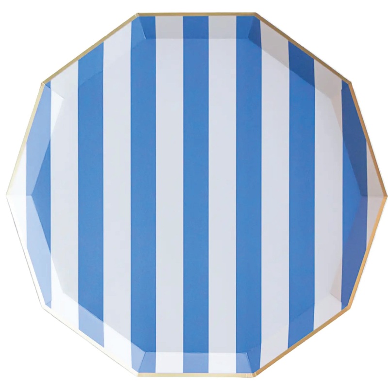 Palisades Blue Cabana Striped Dinner Plates 8ct
