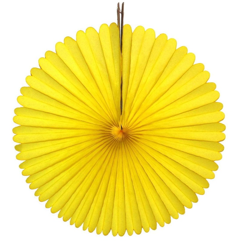 Yellow Tissue Paper Fan 13"