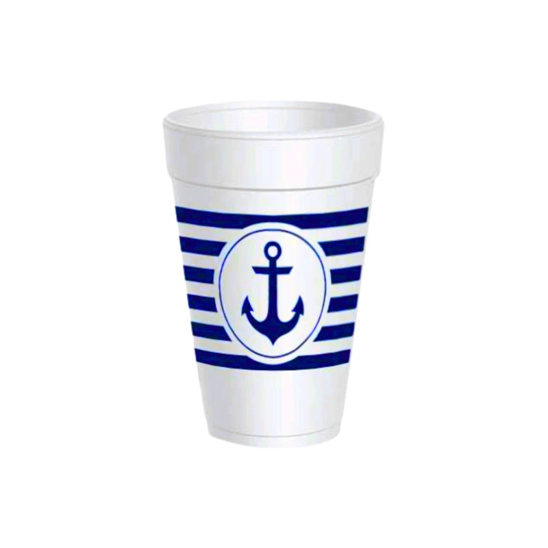 Blue Anchor Styrofoam Cups with Lids 10ct