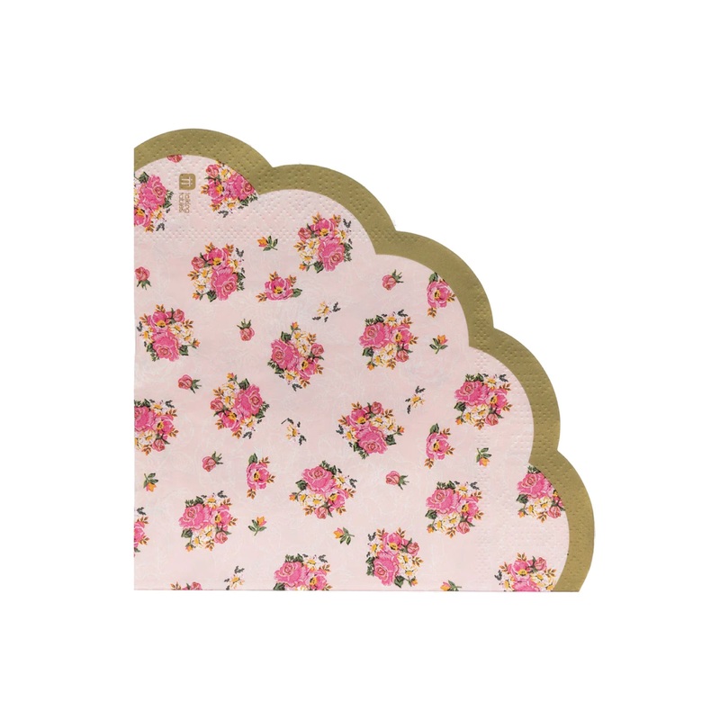 Pink Floral Scalloped Edge Lunch Napkins 50ct