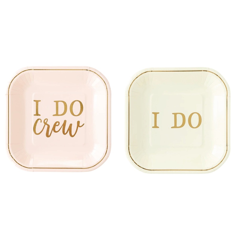 Pink & Gold I DO Crew Dessert Plates 8ct