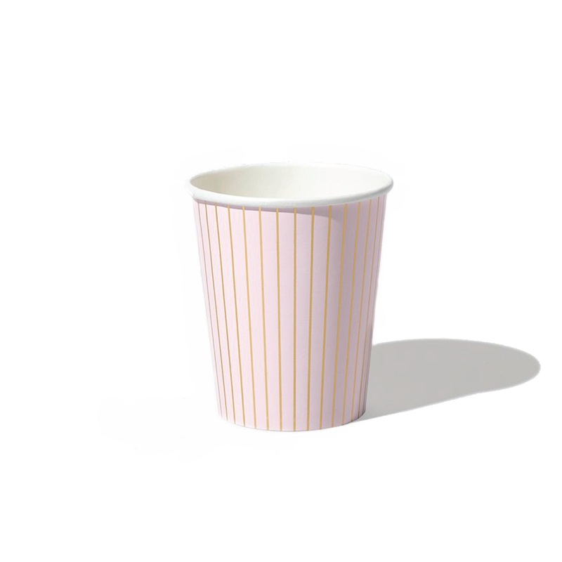 Pink & Gold Pinstripe Paper Cups 10ct