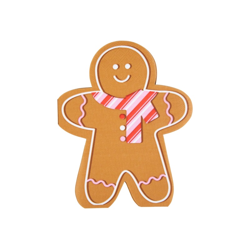 Pink & Red Scarf Gingerbread Man Dessert Napkins 20ct