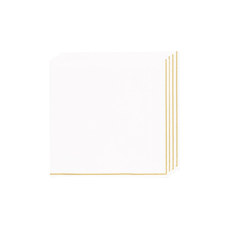 White with Gold Stripe Dessert Napkins 20ct