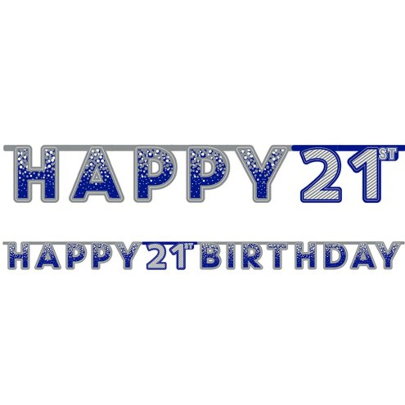 Blue 21st Birthday Letter Banner