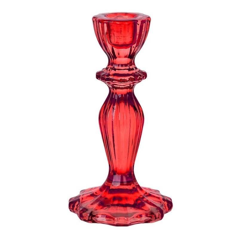 Boho Spice Red Glass Candle Holder