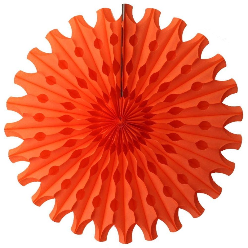 Orange Tissue Paper Fan 18"