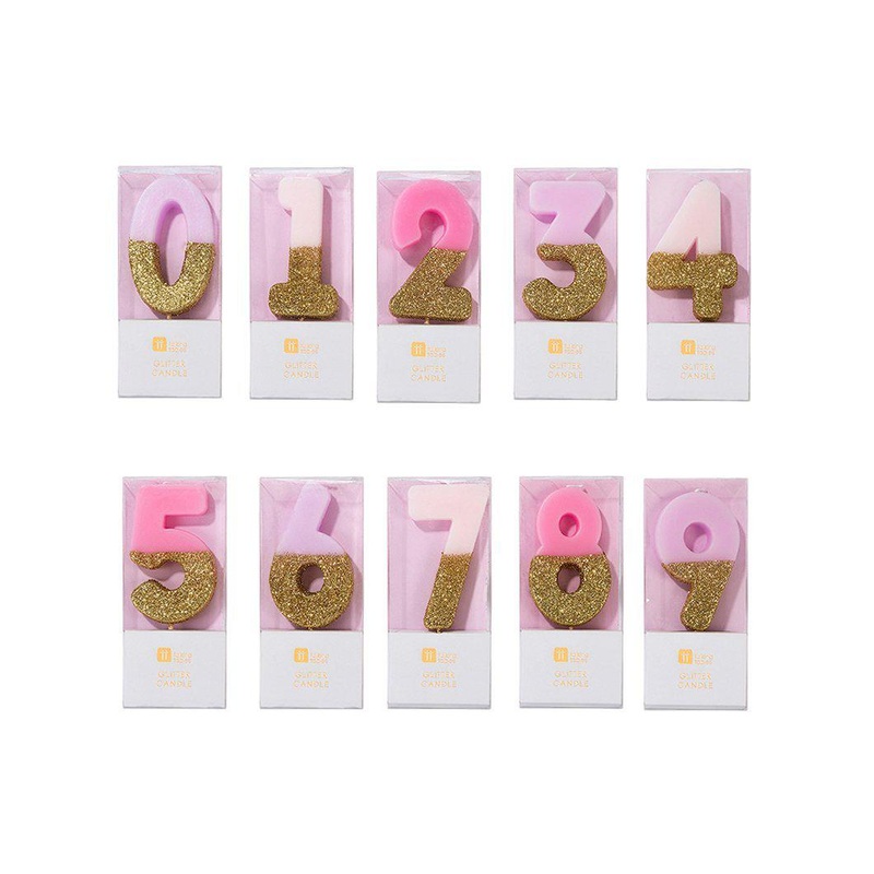 Pink Glitter Birthday Candles 0-9
