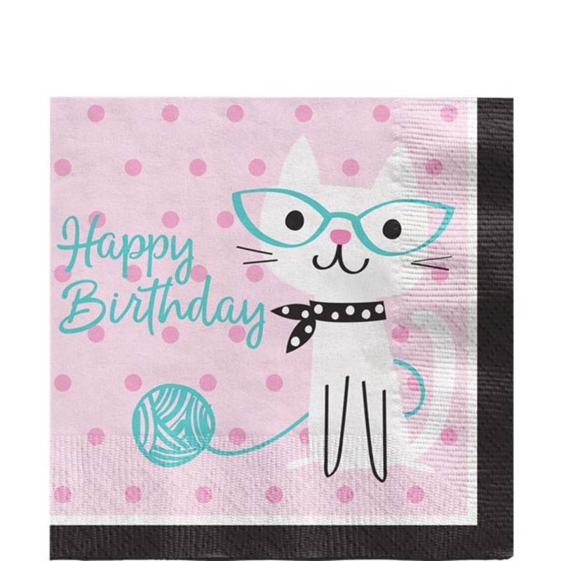 Purr-fect Party Birthday Napkins (Pk12)