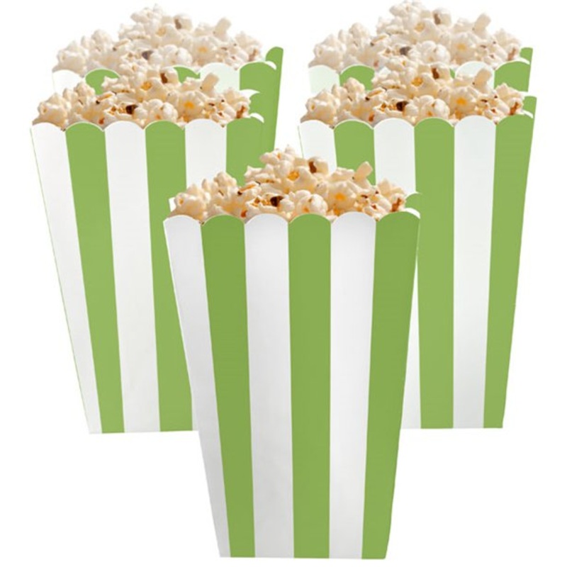 Stripe Popcorn Boxes - Green (Pk5)