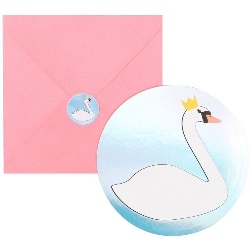 Swan Party Invitations (Pk8)