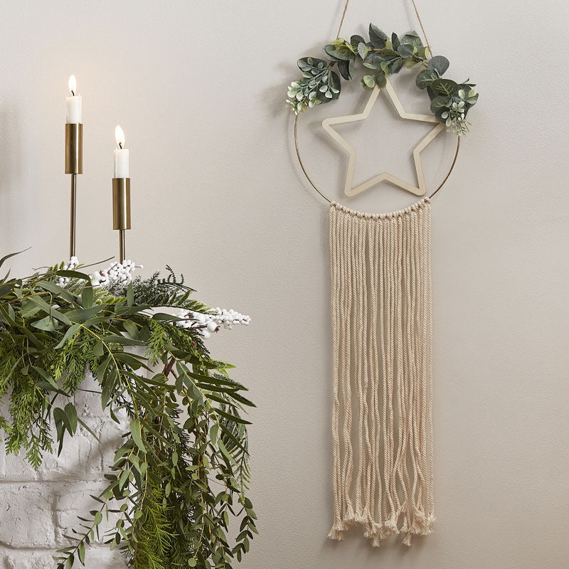 Wooden Hoop and Star Decoration