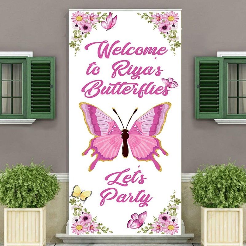 Butterflies Customized Welcome Banner Roll up Standee (with stand)