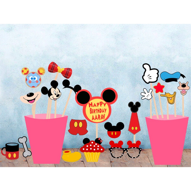 Mickey Mouse Theme Birthday Party Photo Booth Props Kit