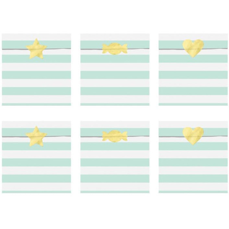 Mint Stripe Treat Bags (Pk6)