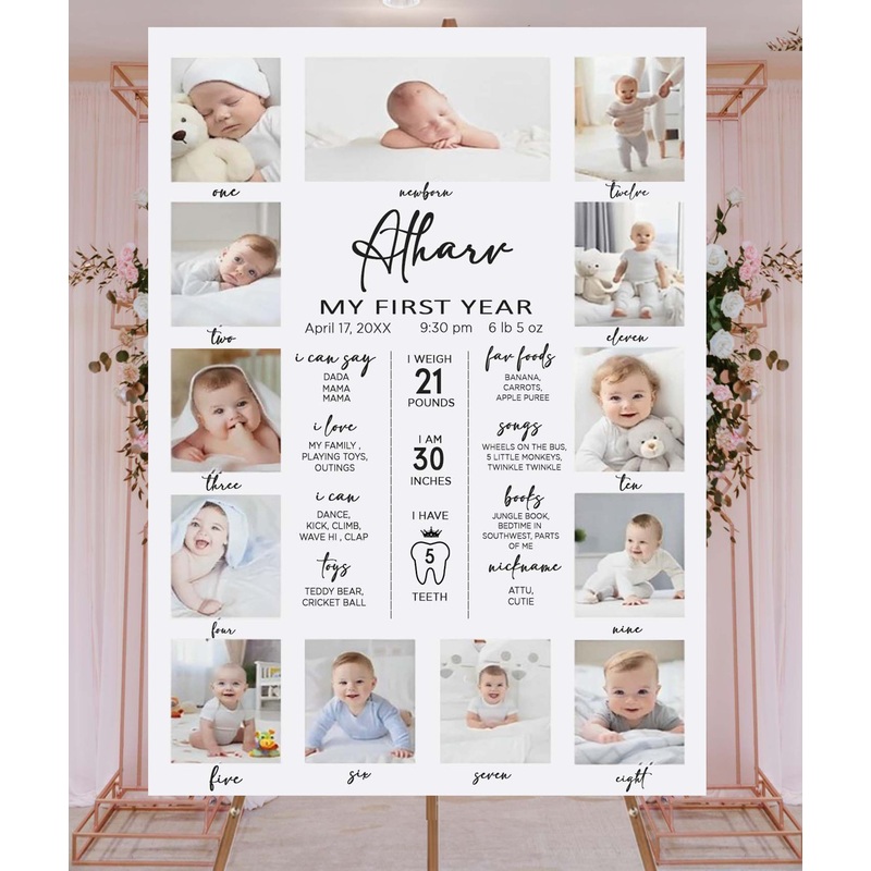 My First Year Customized Milestone Board for Kids Birthday Party(New Born -12 months)
